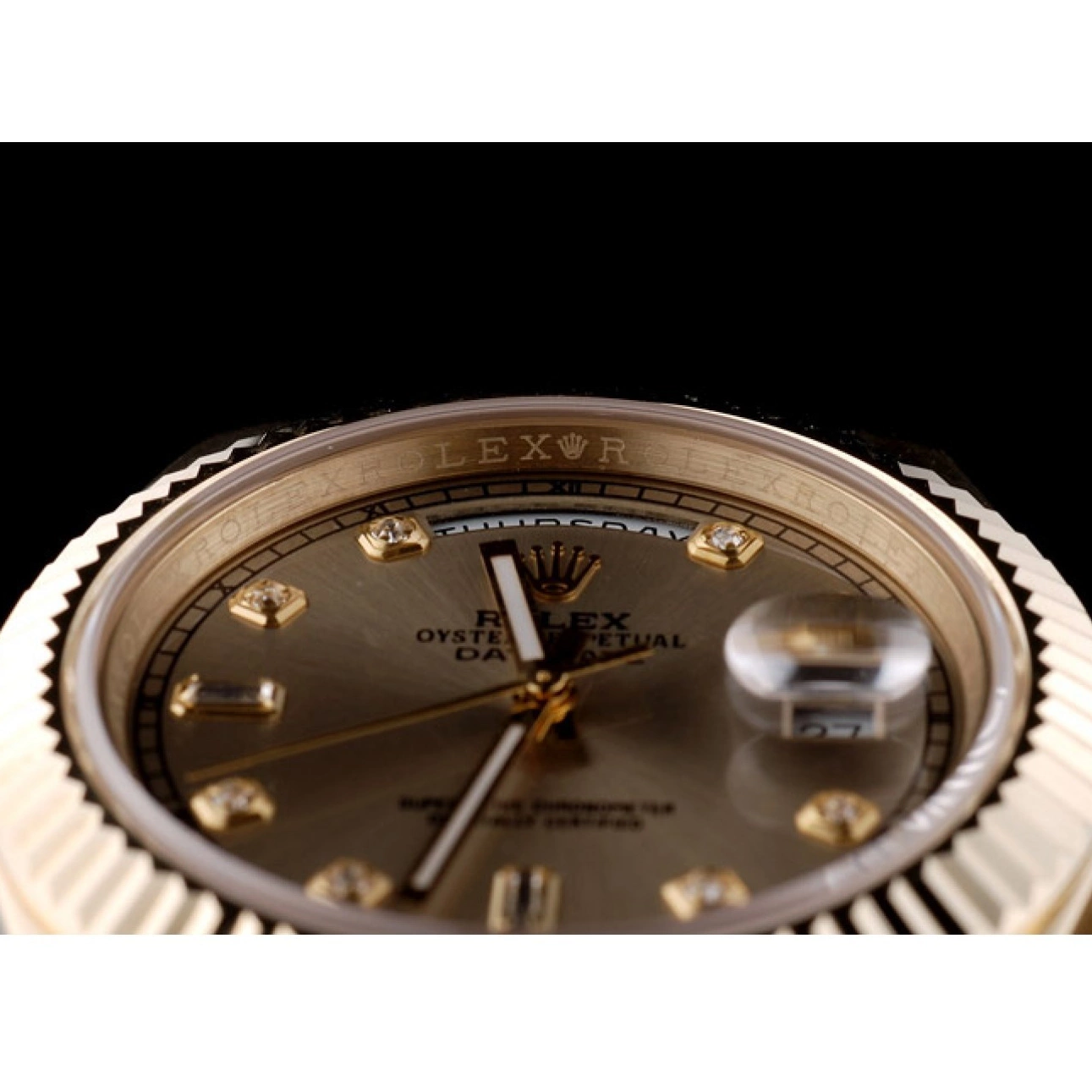 Good copy rolex watches Bezel Gold Rolex DayDate Gold Ribbed Swiss Stainless 41997 Dial Steel 0724